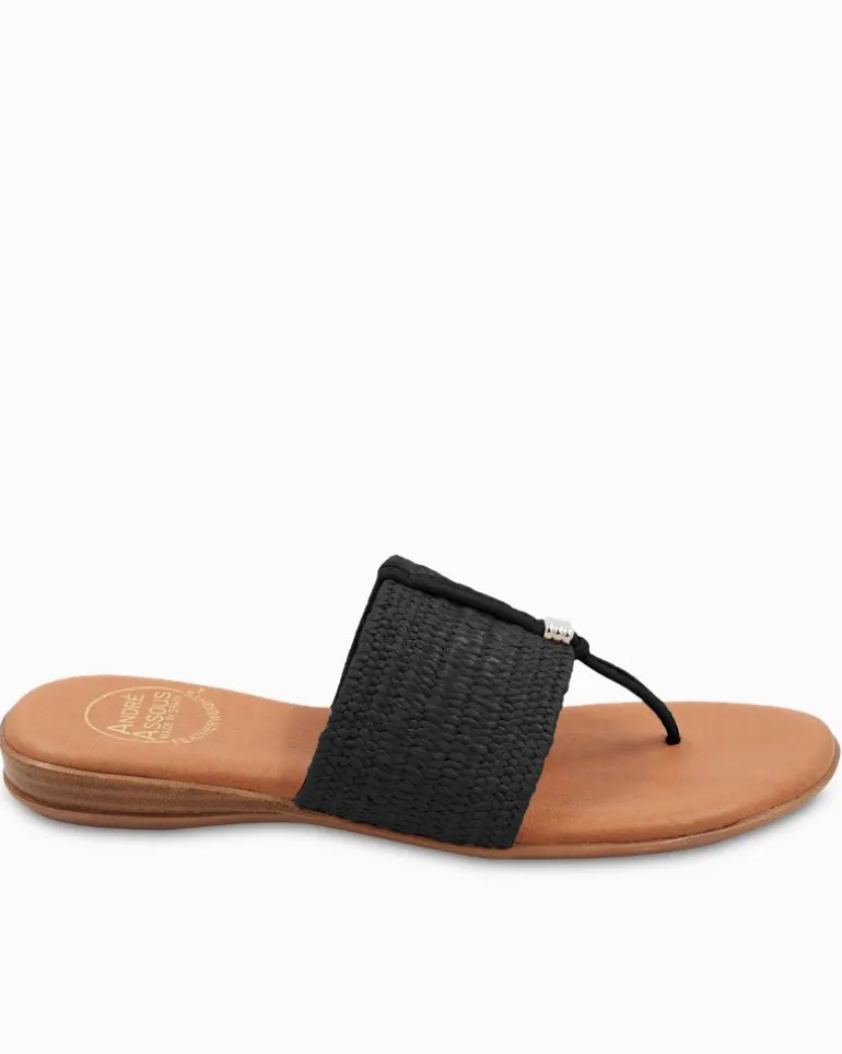 André Assous Nice Black Stretch-Raffia Featherweights™ Sandals