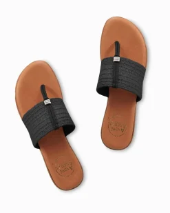 André Assous Nice Black Stretch-Raffia Featherweights™ Sandals