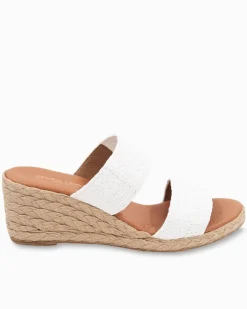 André Assous Nori White Stretch-Raffia Wedges