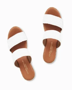 André Assous Nori White Stretch-Raffia Wedges