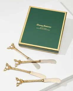 Brass and Stainless Steel Stag Butter Knives - Set of 4