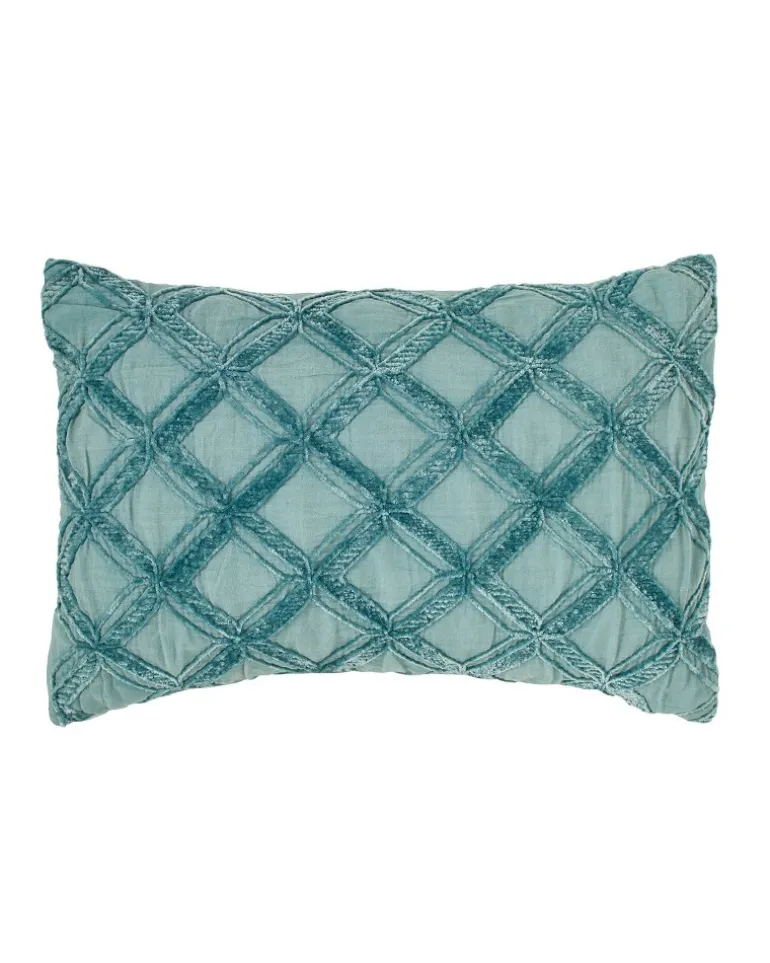 Chenille Diamond Blue Throw Pillow