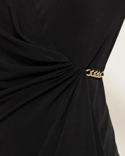 Clara 3/4-Sleeve Faux-Wrap Dress