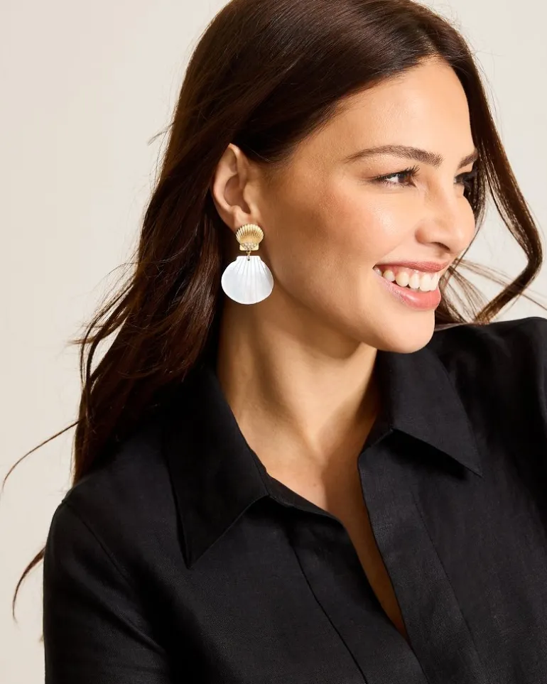 Coral Isles Mother of Pearl & Shell Statement Drop Earrings