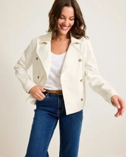 Cotton Twill Cropped Peacoat