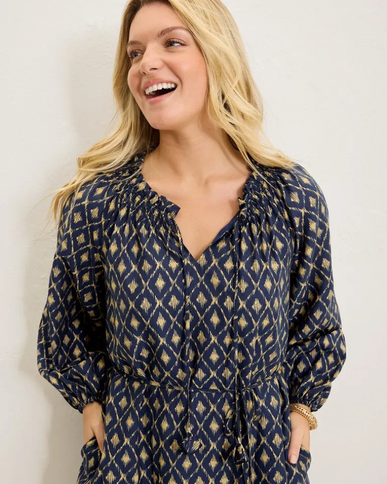 Diamond Cay Long-Sleeve Maxi Dress