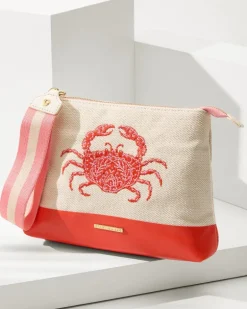 Embroidered Red Crab Carina Wristlet