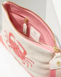 Embroidered Red Crab Carina Wristlet