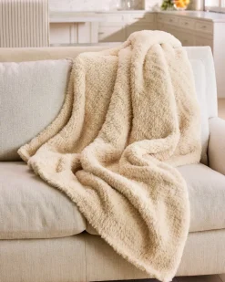 Faux Sable Ivory Knit Throw
