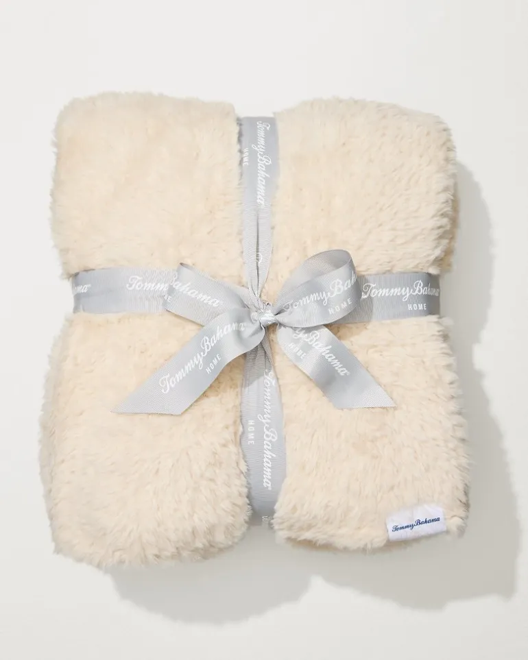 Faux Sable Ivory Knit Throw