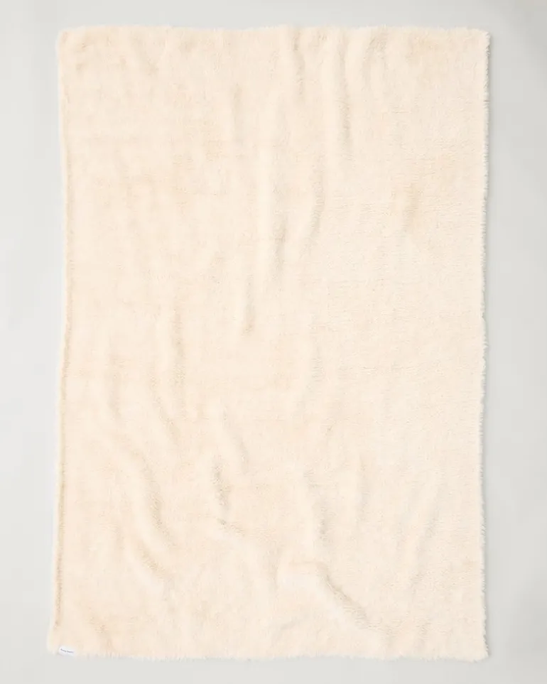 Faux Sable Ivory Knit Throw