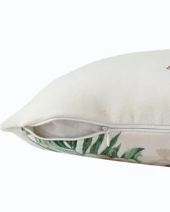 Festive Palms Velvet Embroidered Decorative Pillow