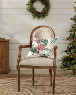 Festive Palms Velvet Embroidered Decorative Pillow