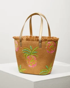 Flamingo Pineapple Straw Tote