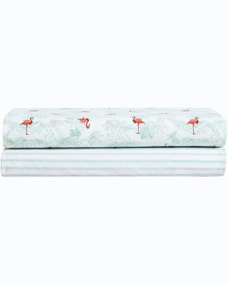 Flamingo Santa 4-Piece King Sheet Set