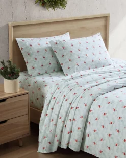 Flamingo Santa 4-Piece Queen Sheet Set