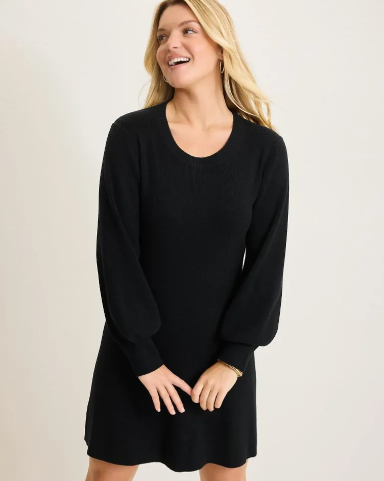 Flared Pickford Balloon-Sleeve Dress