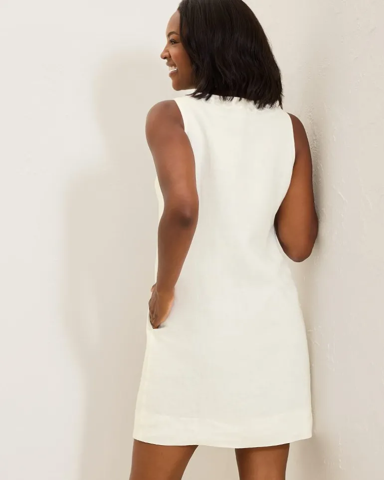 Geometric Embroidered Linen Shift Dress