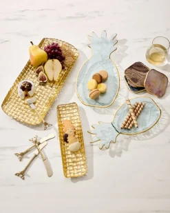 Glass Pineapple Trays — Set of 2