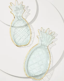 Glass Pineapple Trays — Set of 2