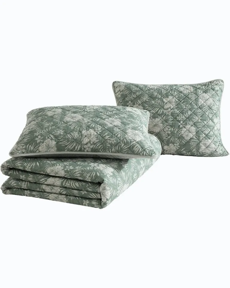 Hibiscus Jungle Reversible 3-Piece King Quilt Set