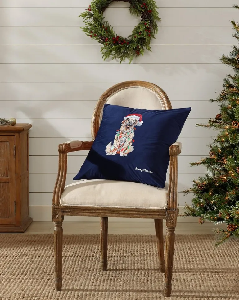 Holiday Retriever Velvet Decorative Pillow