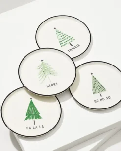 Holiday Tree Appetizer Plates—Set of 4