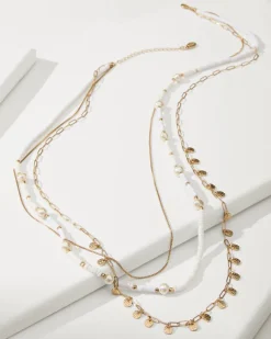 Indigo Bay Heishi & Pearl Layered Long Necklace