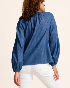 Indigo Cove Embroidered Blouse