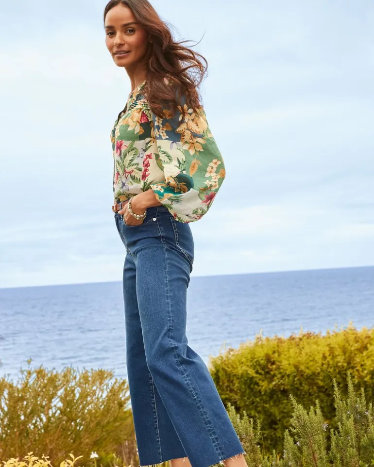 Indigo Palms™ High-Rise Cropped Wide-Leg Jeans