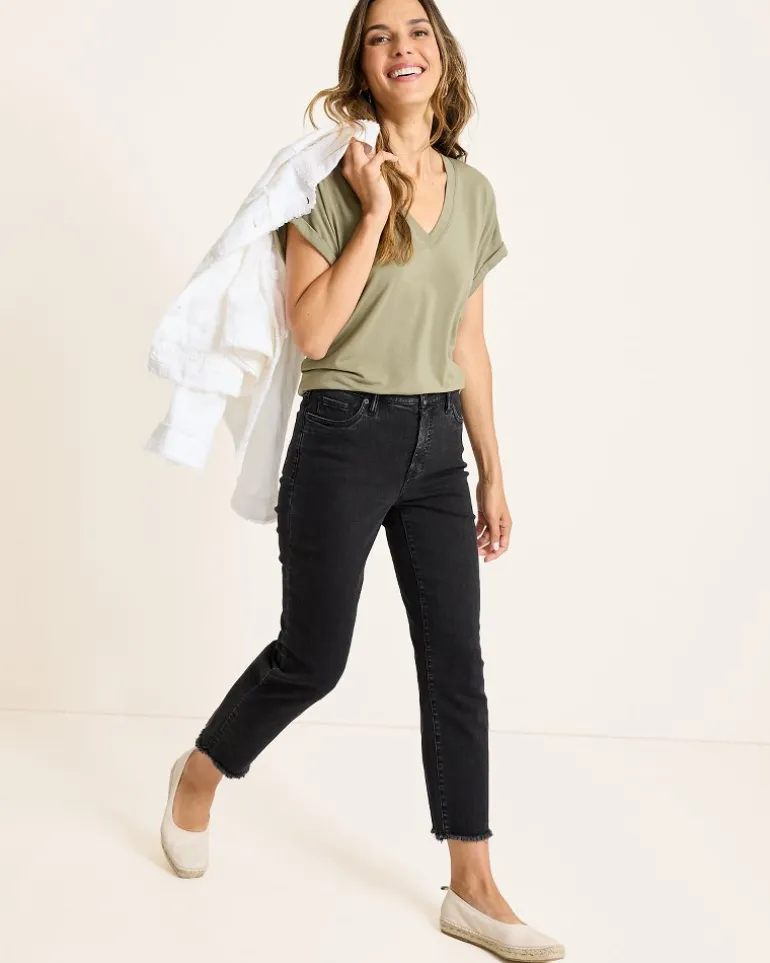 Indigo Palms™ High-Rise Cropped Straight-Leg Jeans