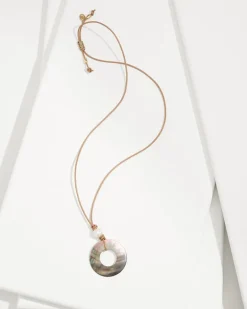 Indigo Shore Grey Shell Pendant Necklace