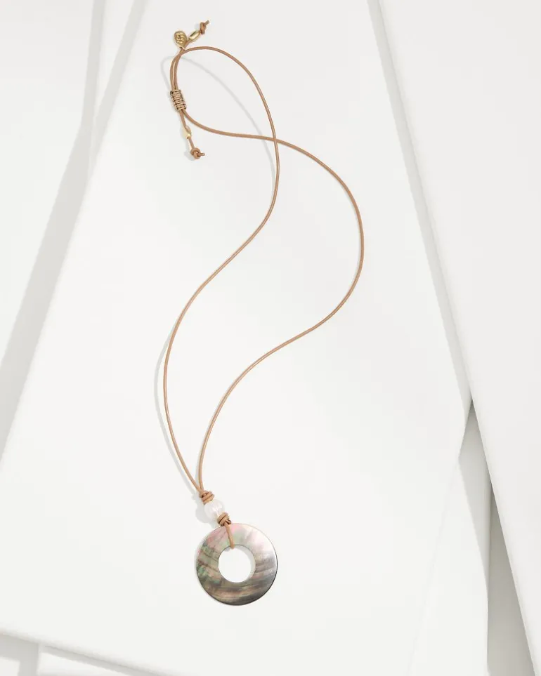 Indigo Shore Grey Shell Pendant Necklace