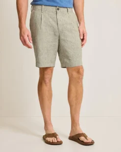 Isla Sands Stripe Stretch-Linen 9-Inch Shorts
