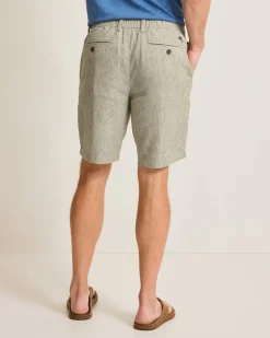 Isla Sands Stripe Stretch-Linen 9-Inch Shorts