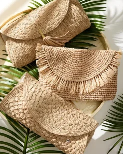 Islamora Lux Crocheted Raffia Clutch