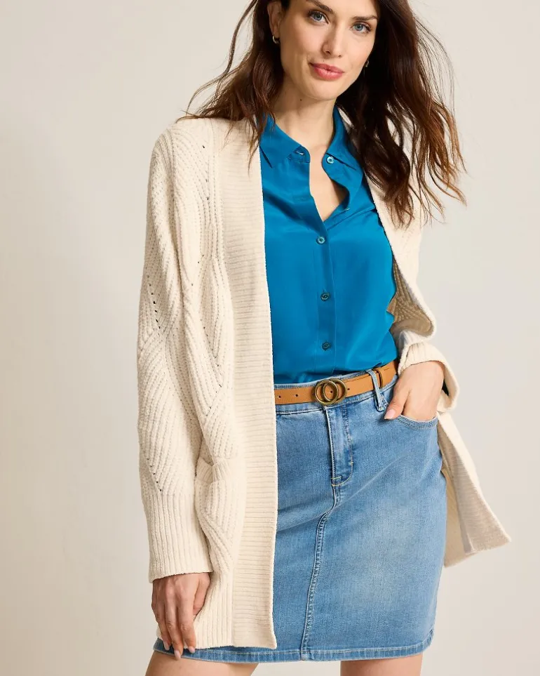 Island Luna Chenille Shell Stitch Cardigan