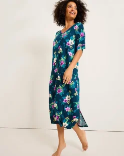 Jersey Short-Sleeve Maxi Sleep Caftan