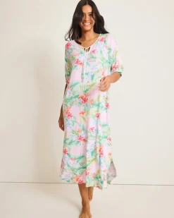 Jersey Short-Sleeve Maxi Sleep Caftan