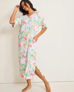 Jersey Short-Sleeve Maxi Sleep Caftan