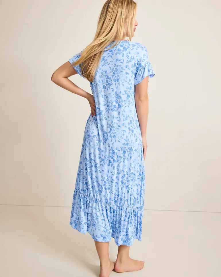 Jersey Short-Sleeve Maxi Sleep Dress