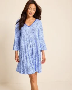Jersey 3/4-Sleeve Short Sleep Dress