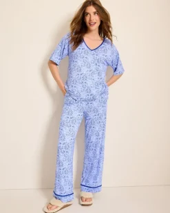 Jersey V-Neck Top & Pants Pajama Set