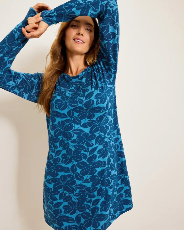 Knit Long-Sleeve Short Sleep Dress