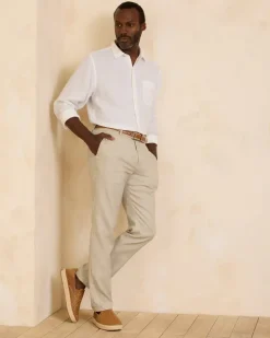 Latigo Beach Linen-Blend Flat-Front Pants