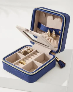 Leah Navy Travel Jewelry Case