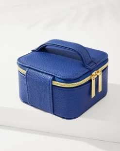 Leah Navy Travel Jewelry Case With Pouch