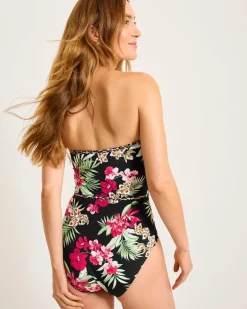 Lily Cat Shirred Bandeau One-Piece Swimsuit