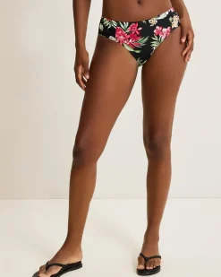 Lily Cat Shirred High-Waist Bikini Bottoms