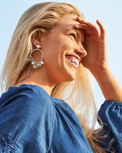 Marco Island Shell and Mother of Pearl Drop Hoop Earrings